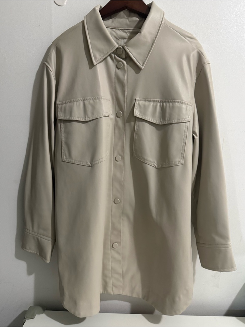H&M Beige Button-Front Overshirt Jacket
